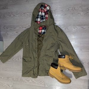 NEW Green & plaid cargo hoodie